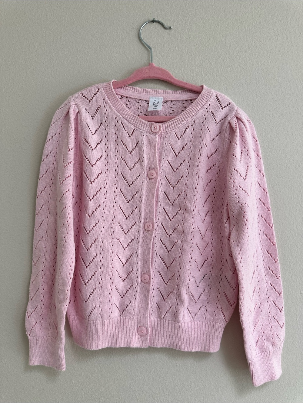 NWT Baby Gap Girls Pink Pointelle Knit Cardigan Sweater Size 5 Years
